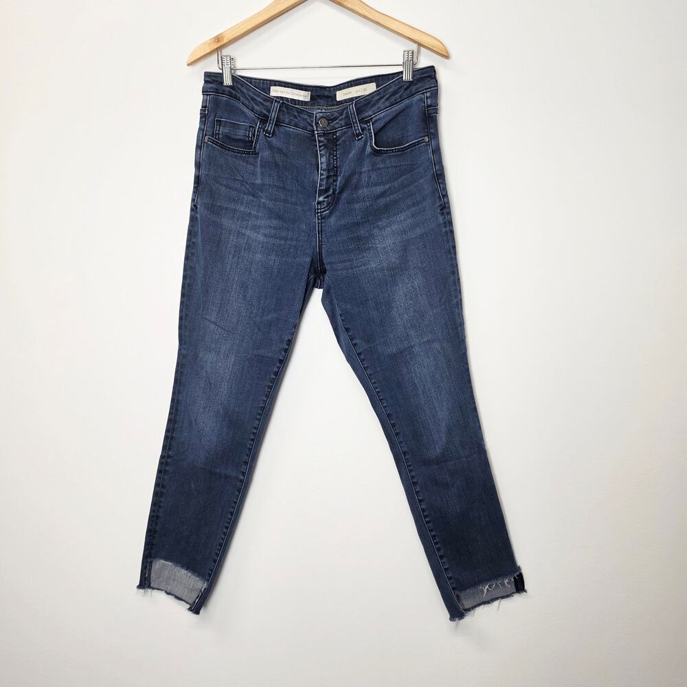 Pilcro and Letterpress Script High Rise Slim Leg Jeans Raw Step Hem Sz 32